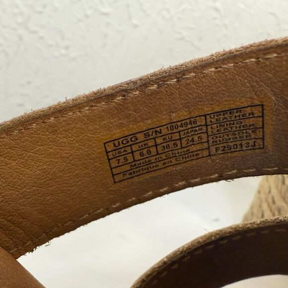 UGG Hedy Embossed Leather Espadrille Wedge Sandals 7.5 VGUC - Picture 6 of 8